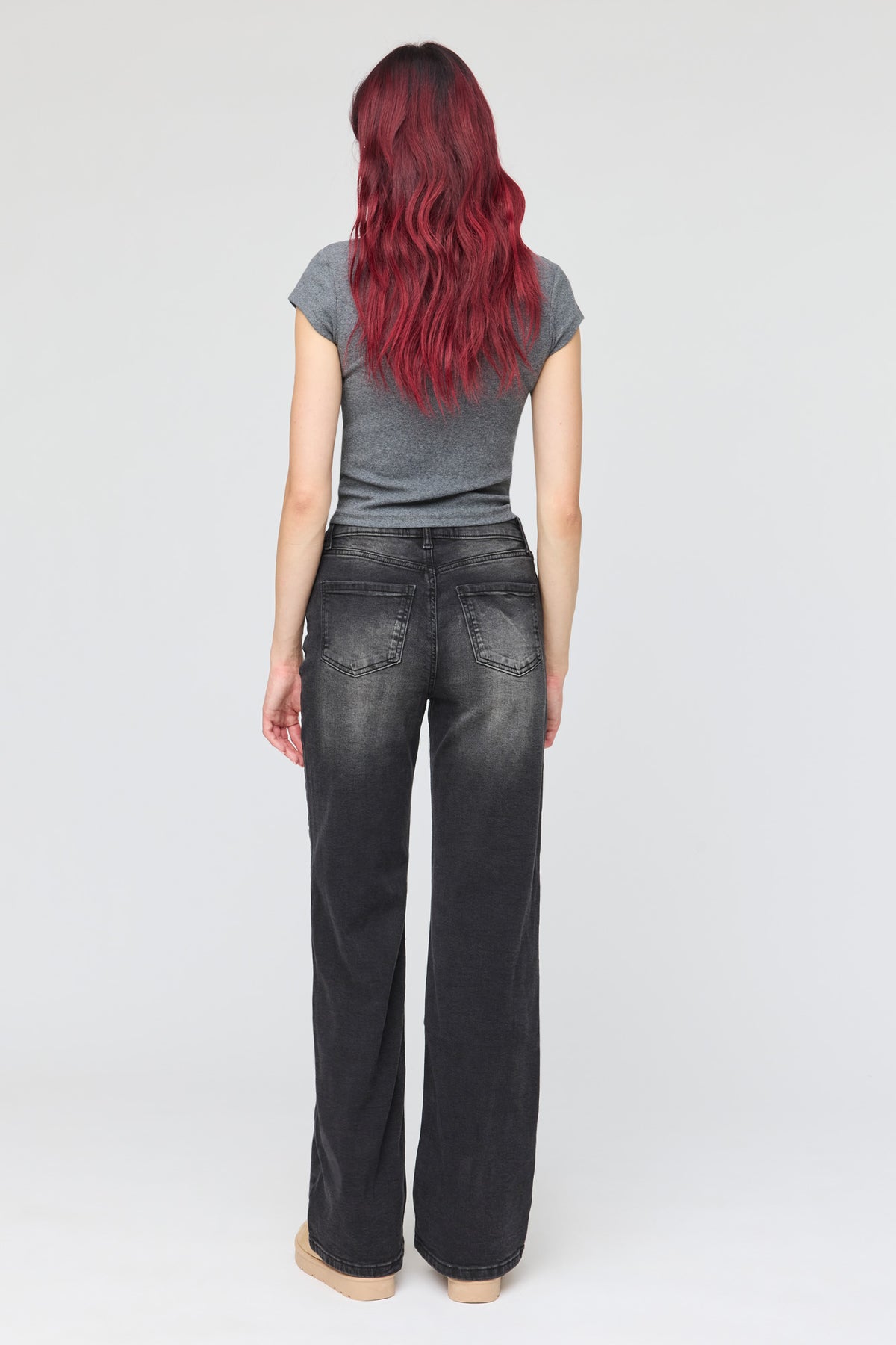 Alt View 3. Paris Stretch High Rise Wide Leg Jean - Black
