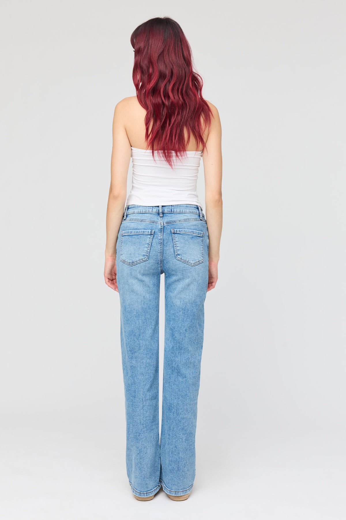 Alt View 3. Paris Stretch High Rise Wide Leg Jean - Medium Blue