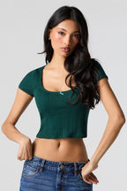 Pointelle Scoop Neck Crop Top