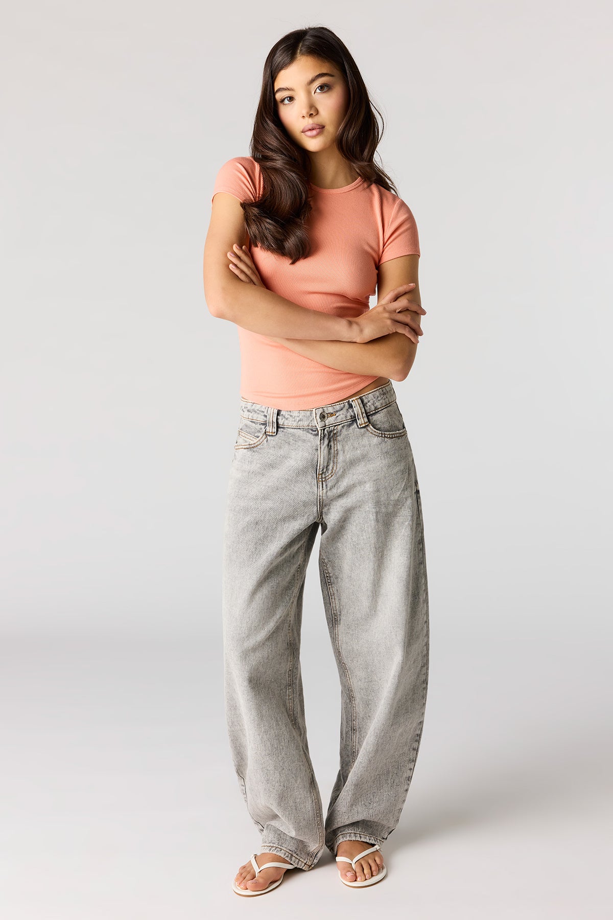 Alt View 3. Ribbed T-Shirt - Coral