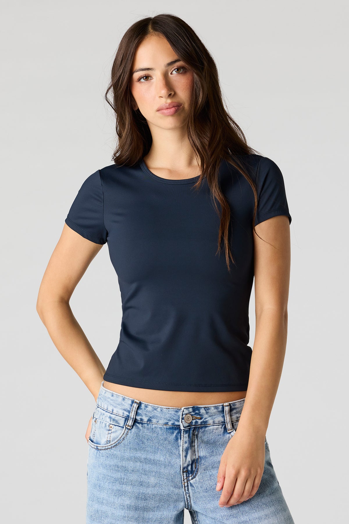 Luxe Heavy Contour Crew T-Shirt - Navy