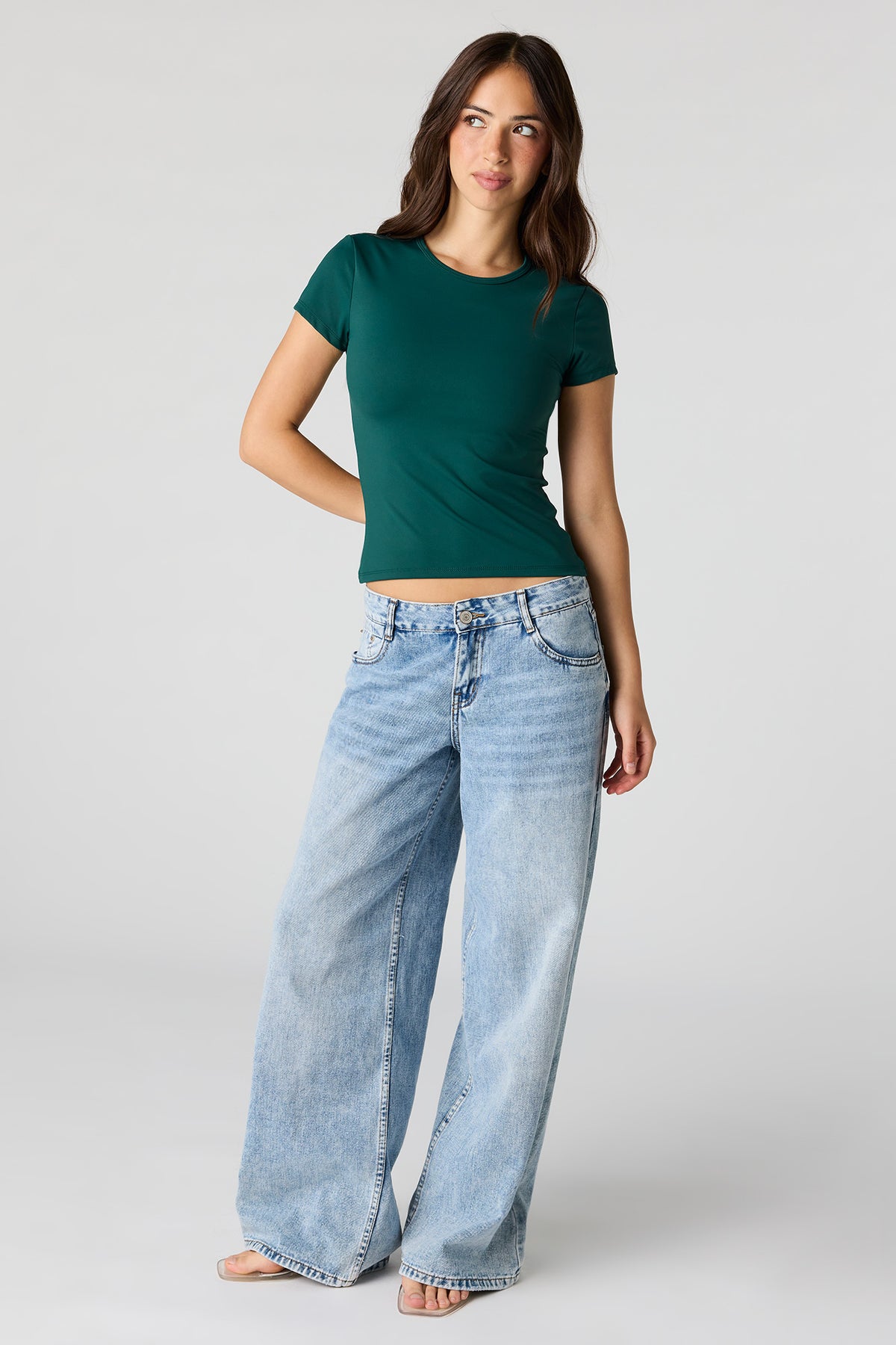 Alt View 3. Luxe Heavy Contour Crew T-Shirt - Hunter Green