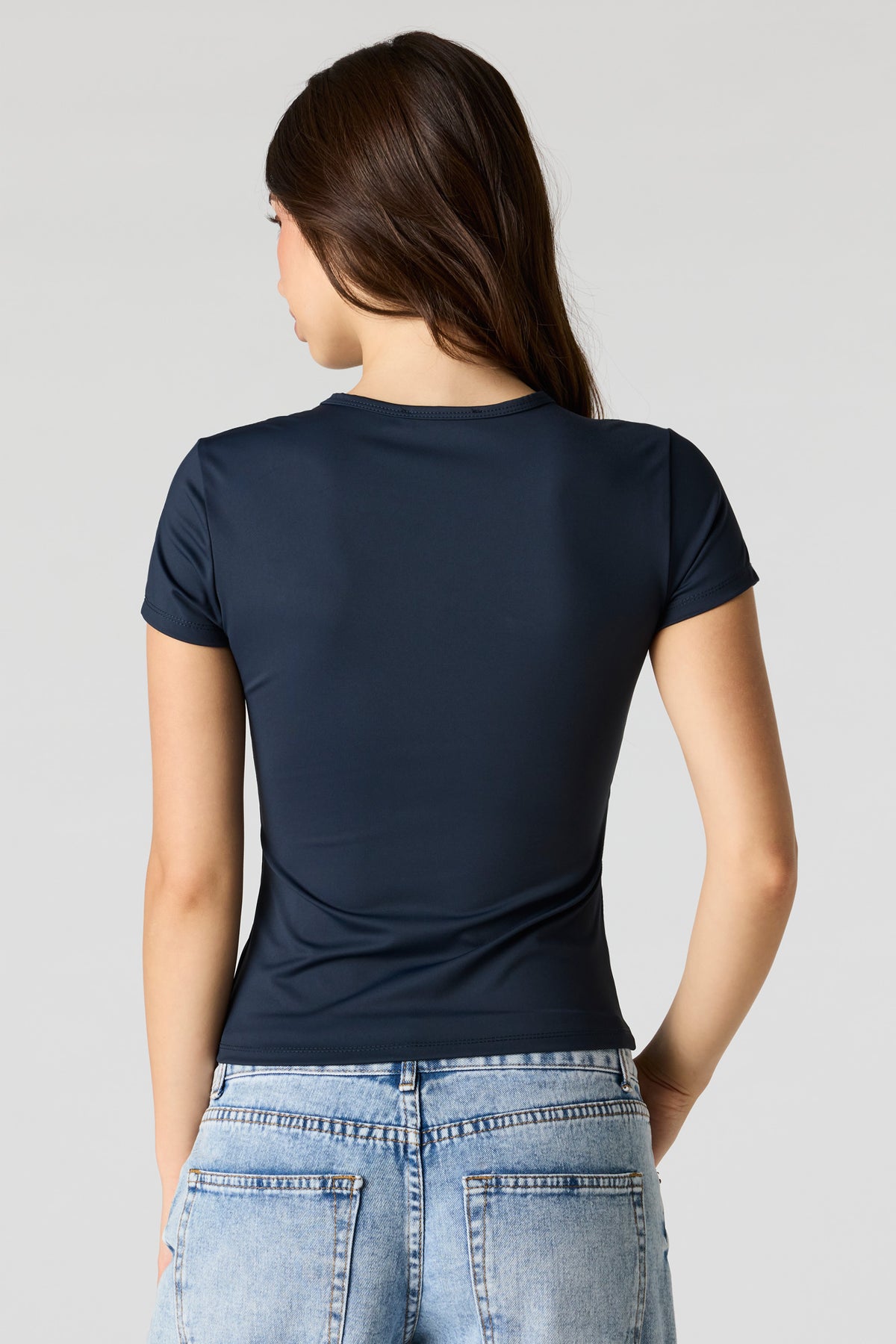 Alt View 2. Luxe Heavy Contour Crew T-Shirt - Navy