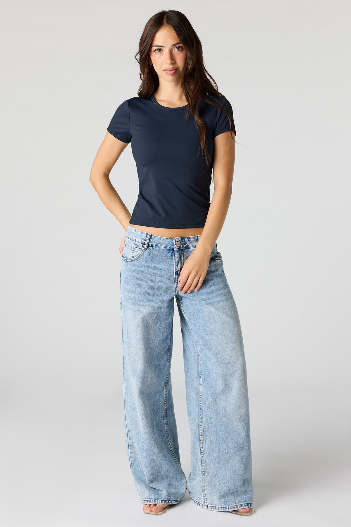 Alt View 3. Luxe Heavy Contour Crew T-Shirt - Navy