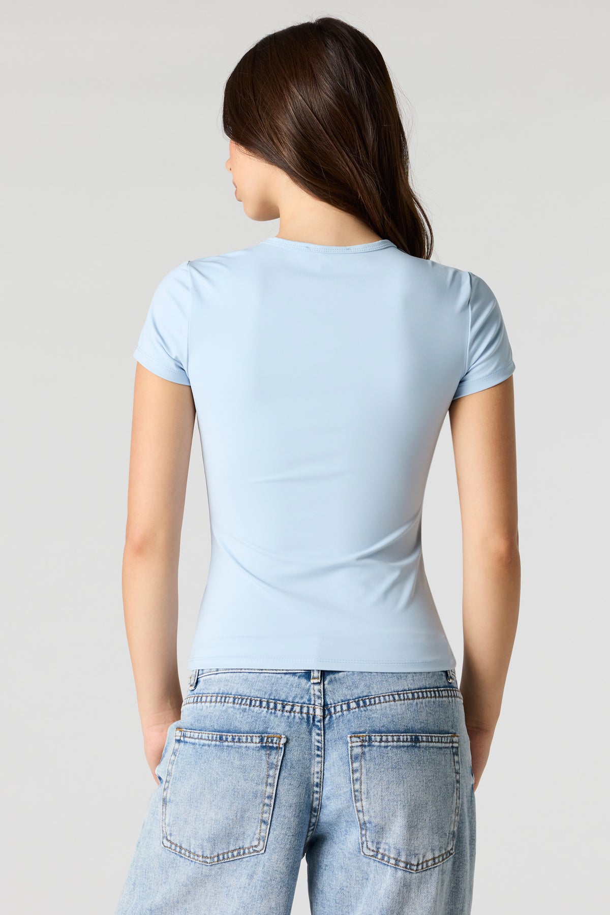 Alt View 2. Luxe Heavy Contour Crew T-Shirt - Light Blue