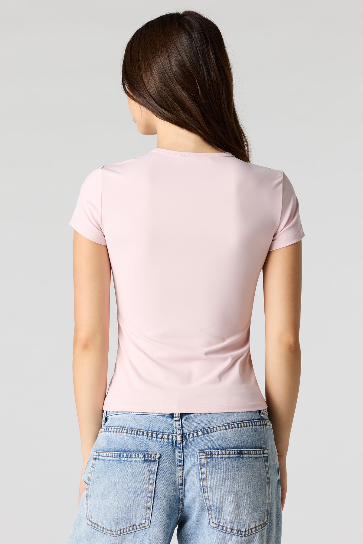 Alt View 2. Luxe Heavy Contour Crew T-Shirt - Light Pink