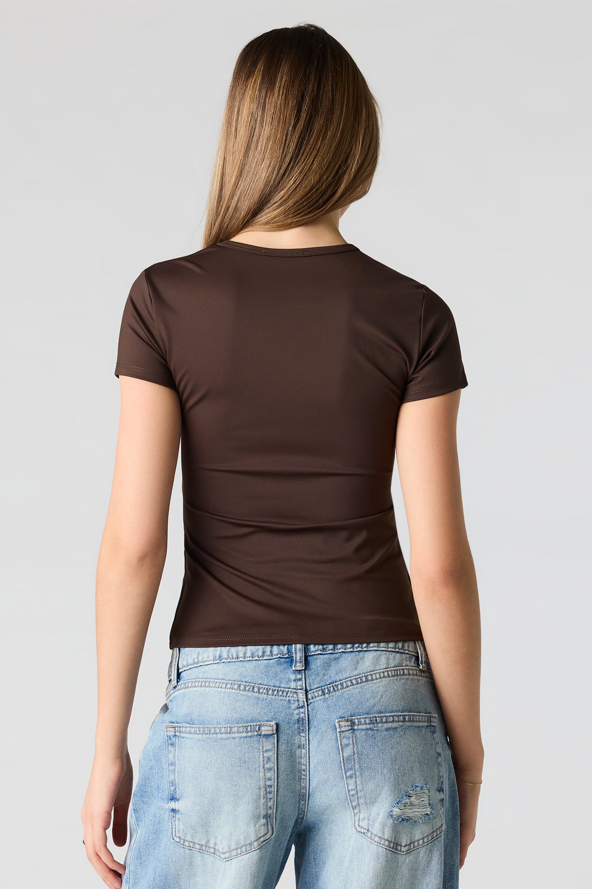 Alt View 2. Luxe Heavy Contour T-Shirt - Brown