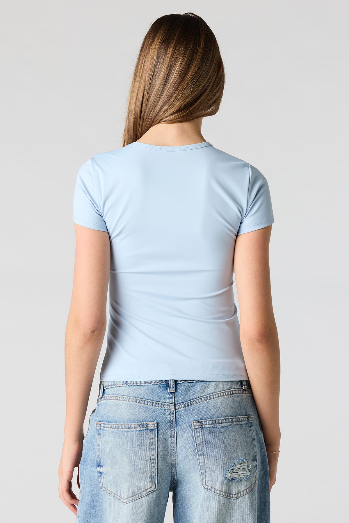 Alt View 2. Luxe Heavy Contour T-Shirt - Light Blue
