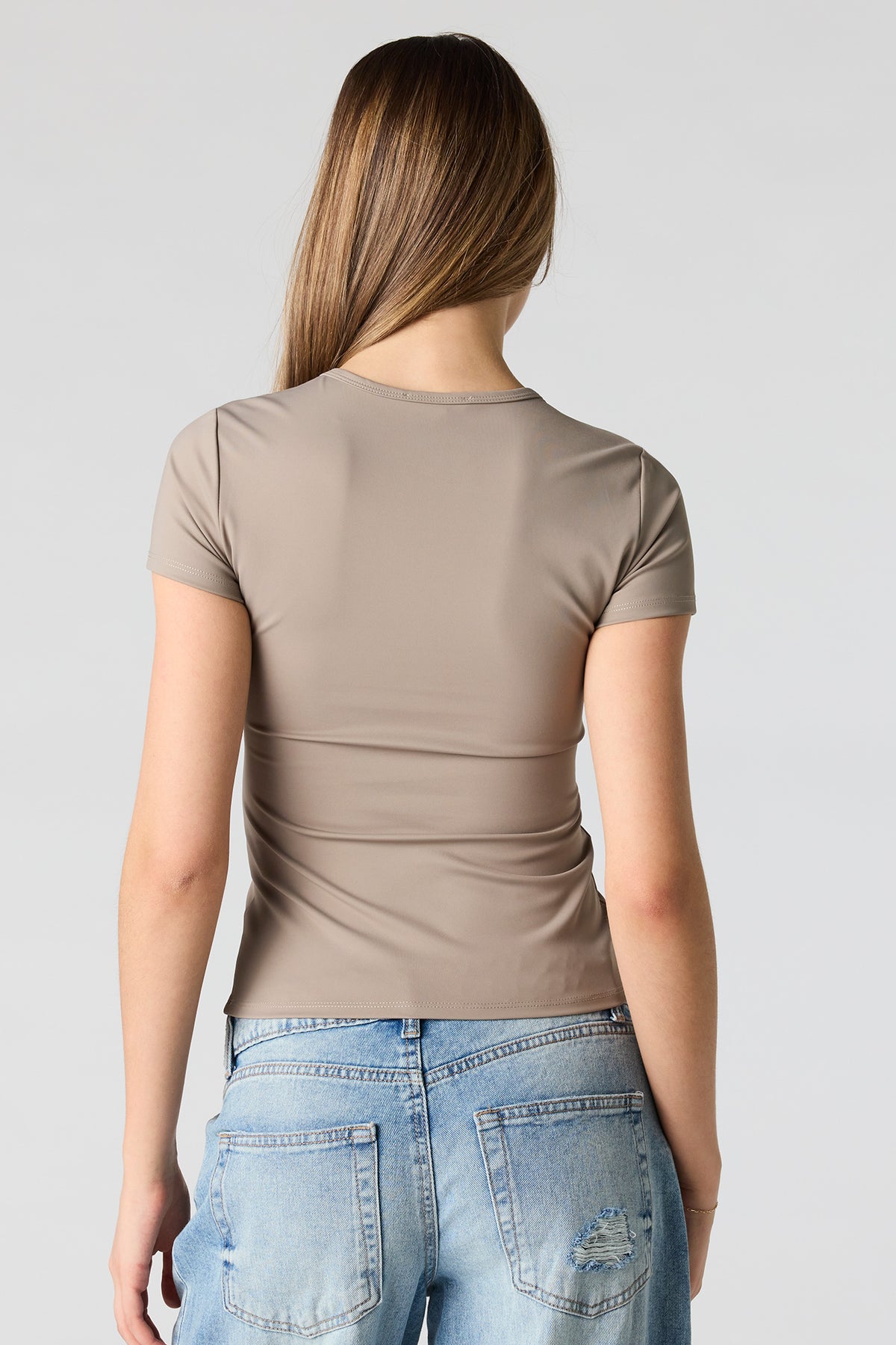 Alt View 2. Luxe Heavy Contour T-Shirt - Taupe
