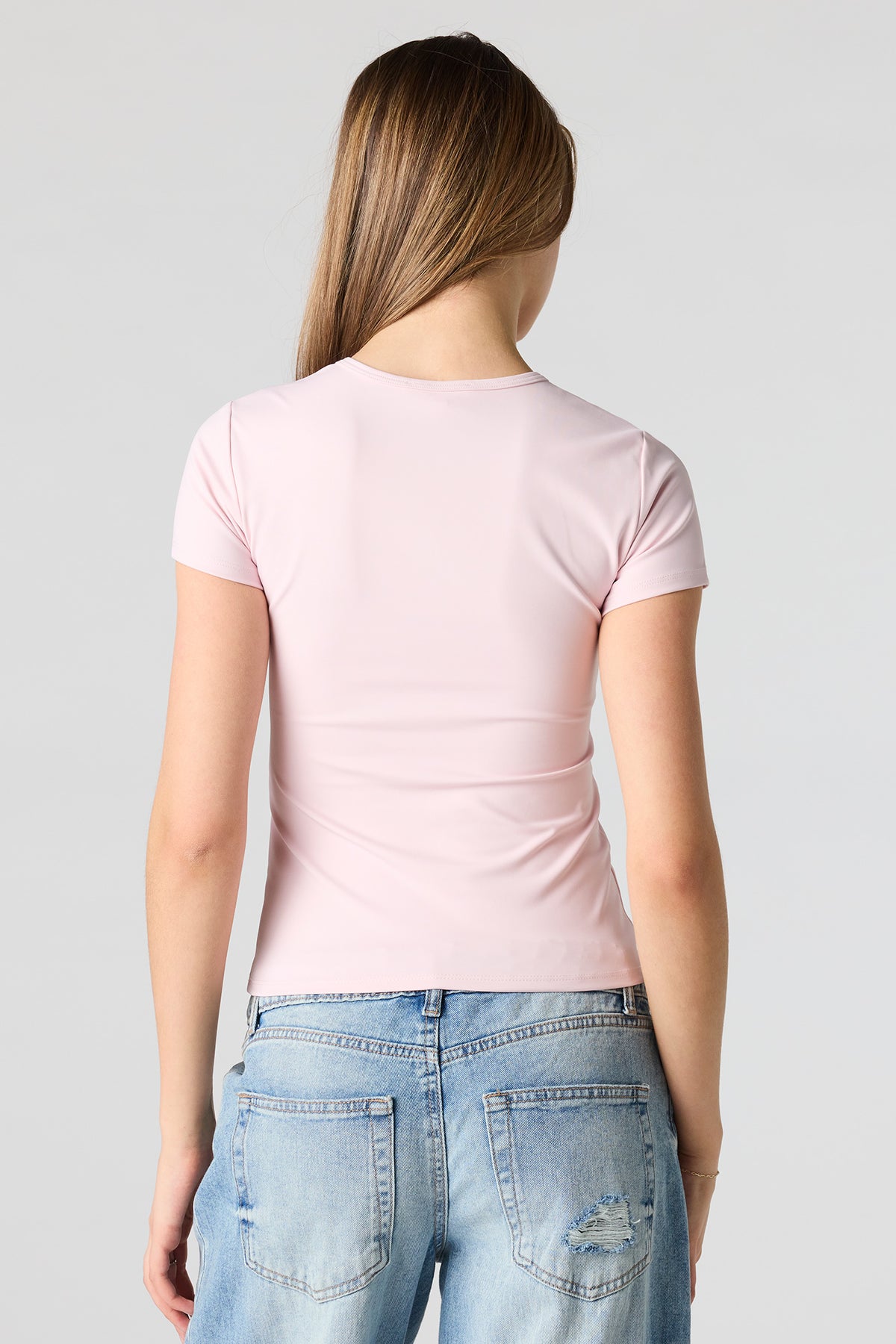 Alt View 2. Luxe Heavy Contour T-Shirt - Light Pink