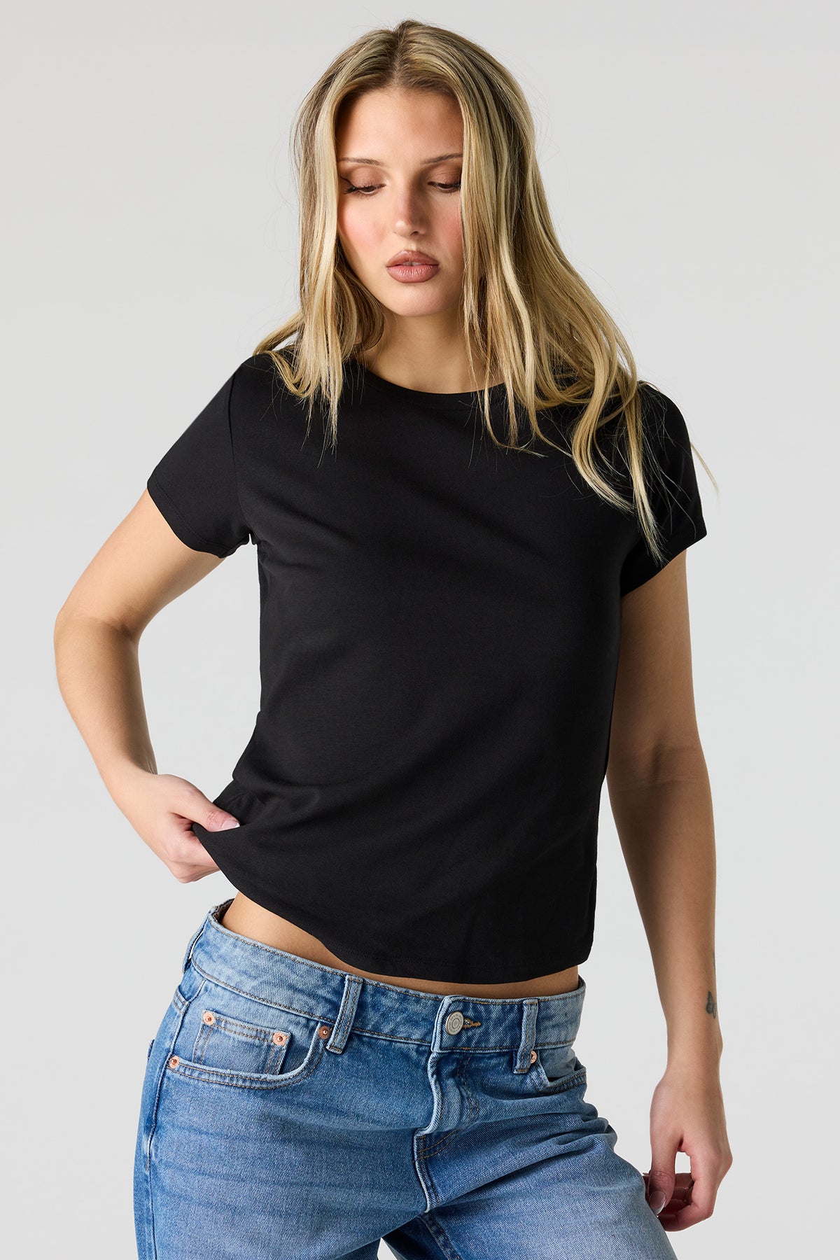 Striped Ribbed T-Shirt - Black