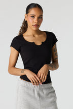 Scoop Neck Ribbed T-Shirt