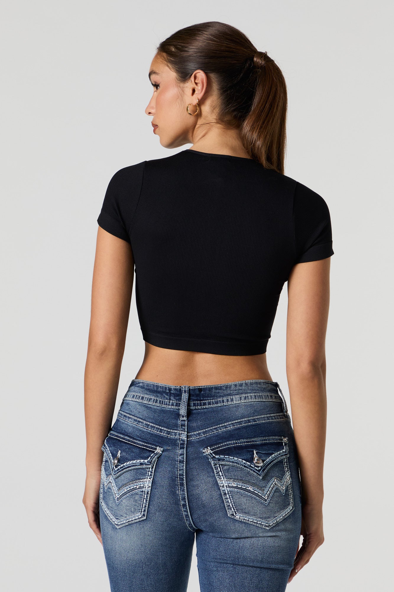 Seamless Ribbed Cropped T-Shirt
