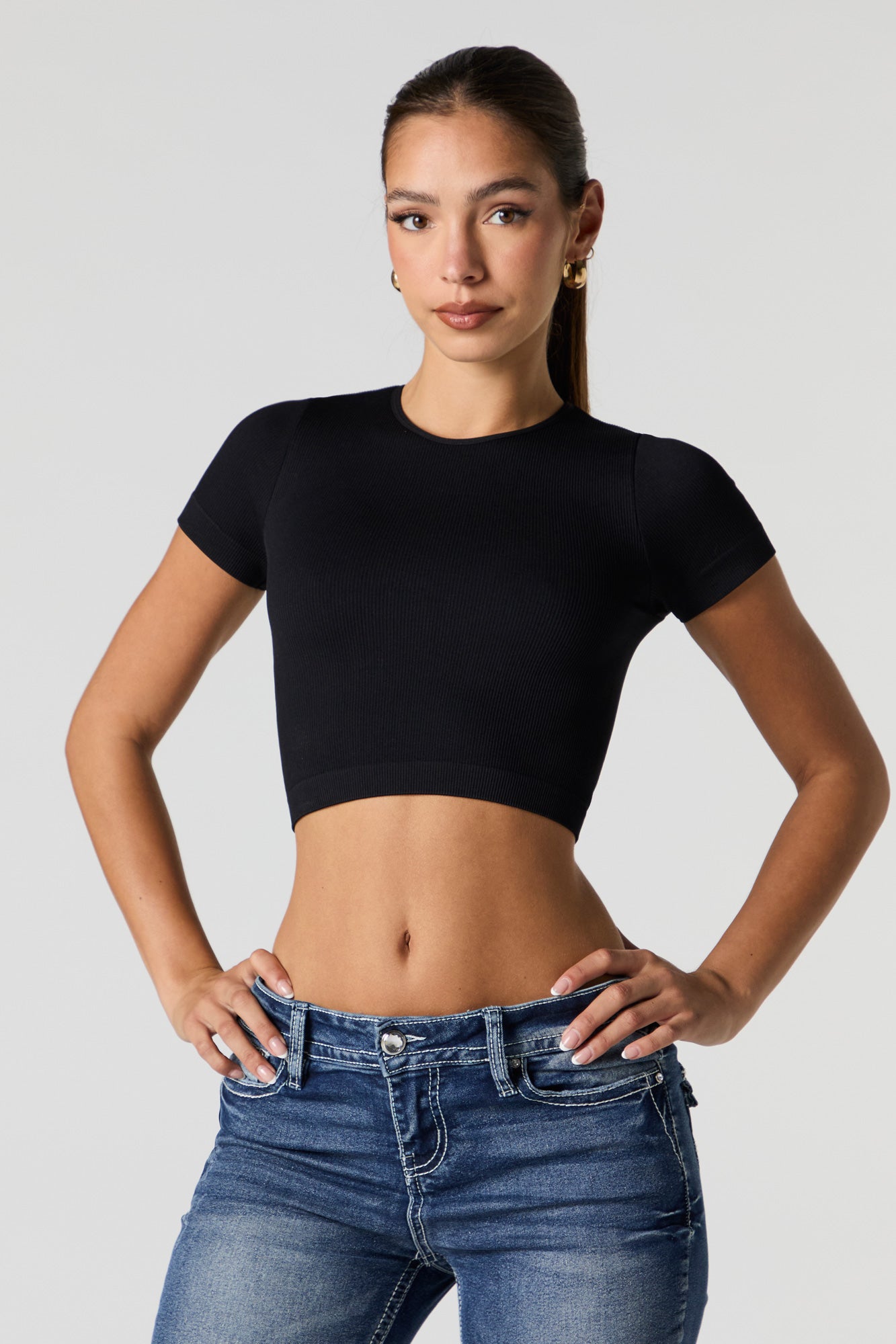 Seamless Ribbed Cropped T-Shirt
