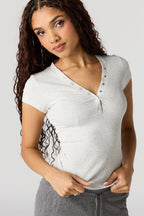T-shirt Henley côtelé