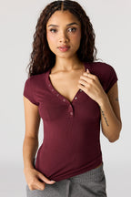 Ribbed Henley T-Shirt
