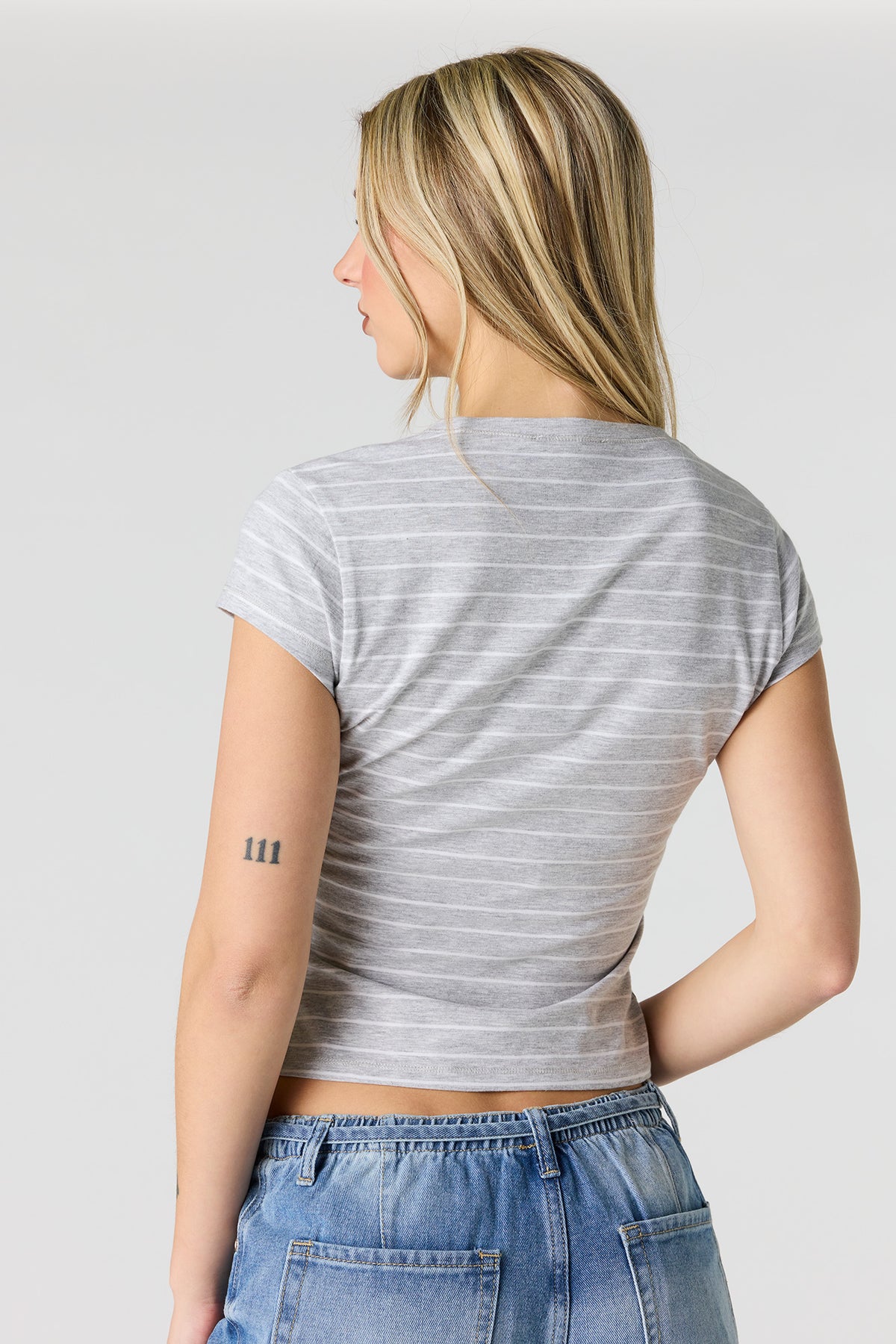 Alt View 2. Classic Henley T-Shirt - Light Grey
