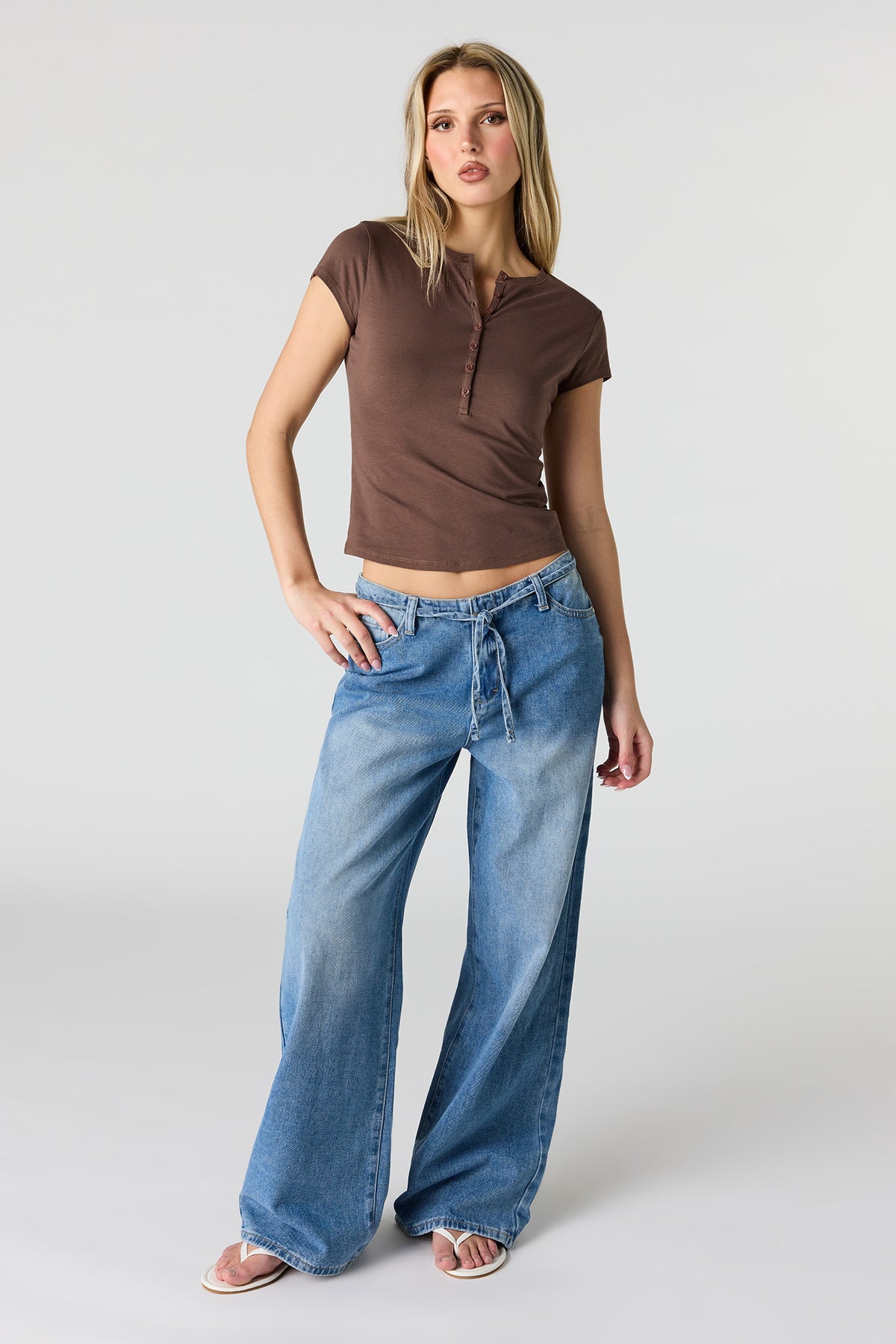 Alt View 3. Classic Henley T-Shirt - Brown