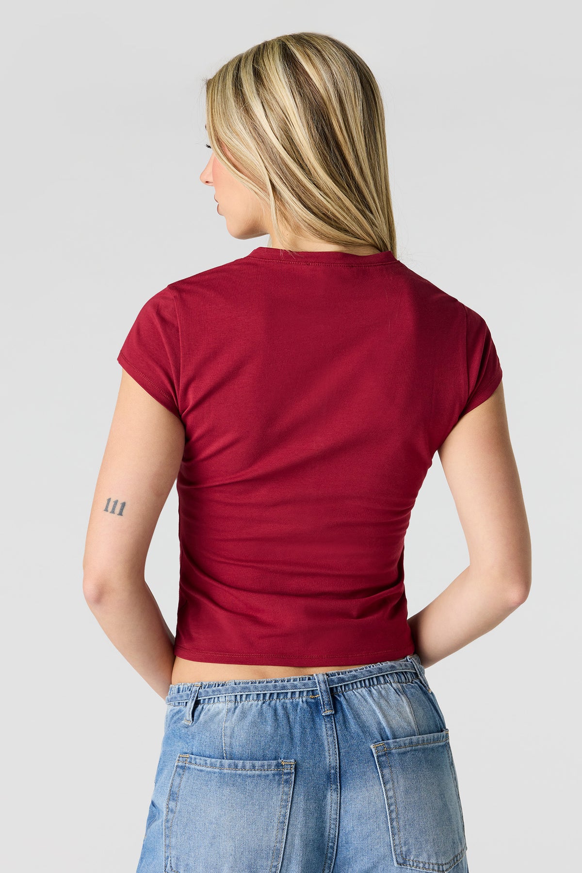 Alt View 2. Classic Henley T-Shirt - Burgundy