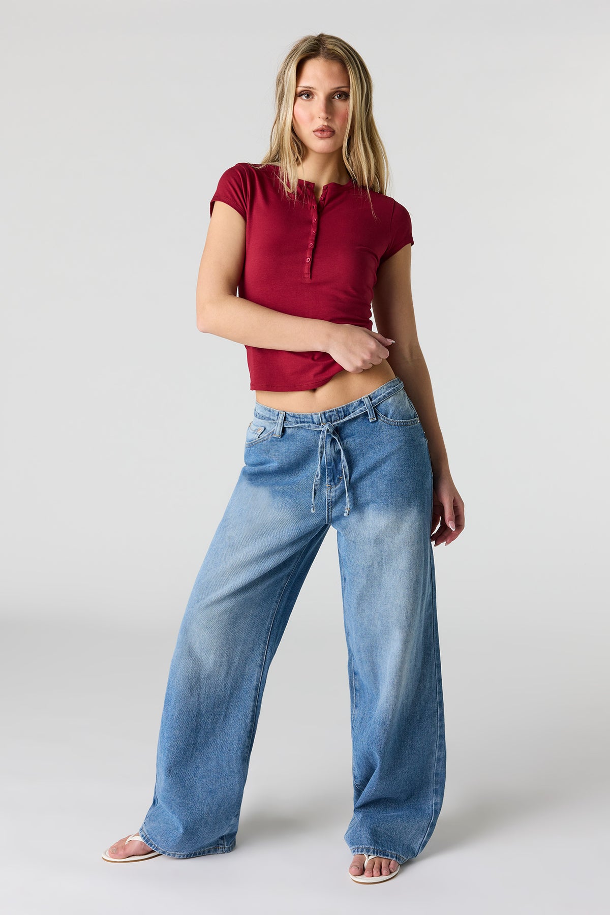 Alt View 3. Classic Henley T-Shirt - Burgundy
