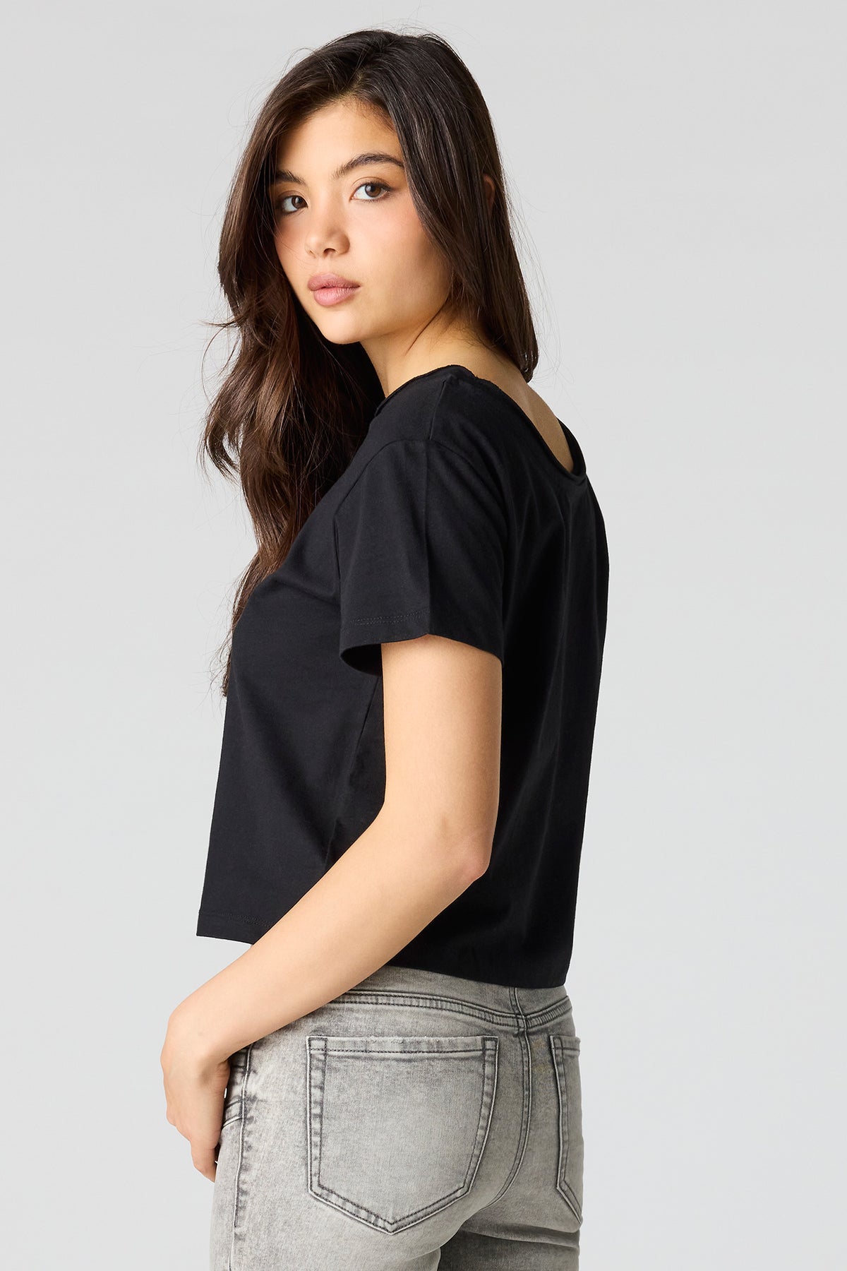 Alt View 2. Luxe Heavy Cotton Boxy T-Shirt - Black