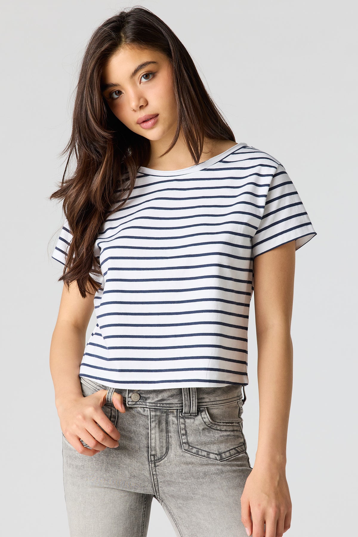 Luxe Heavy Cotton Boxy T-Shirt - Pinstripe