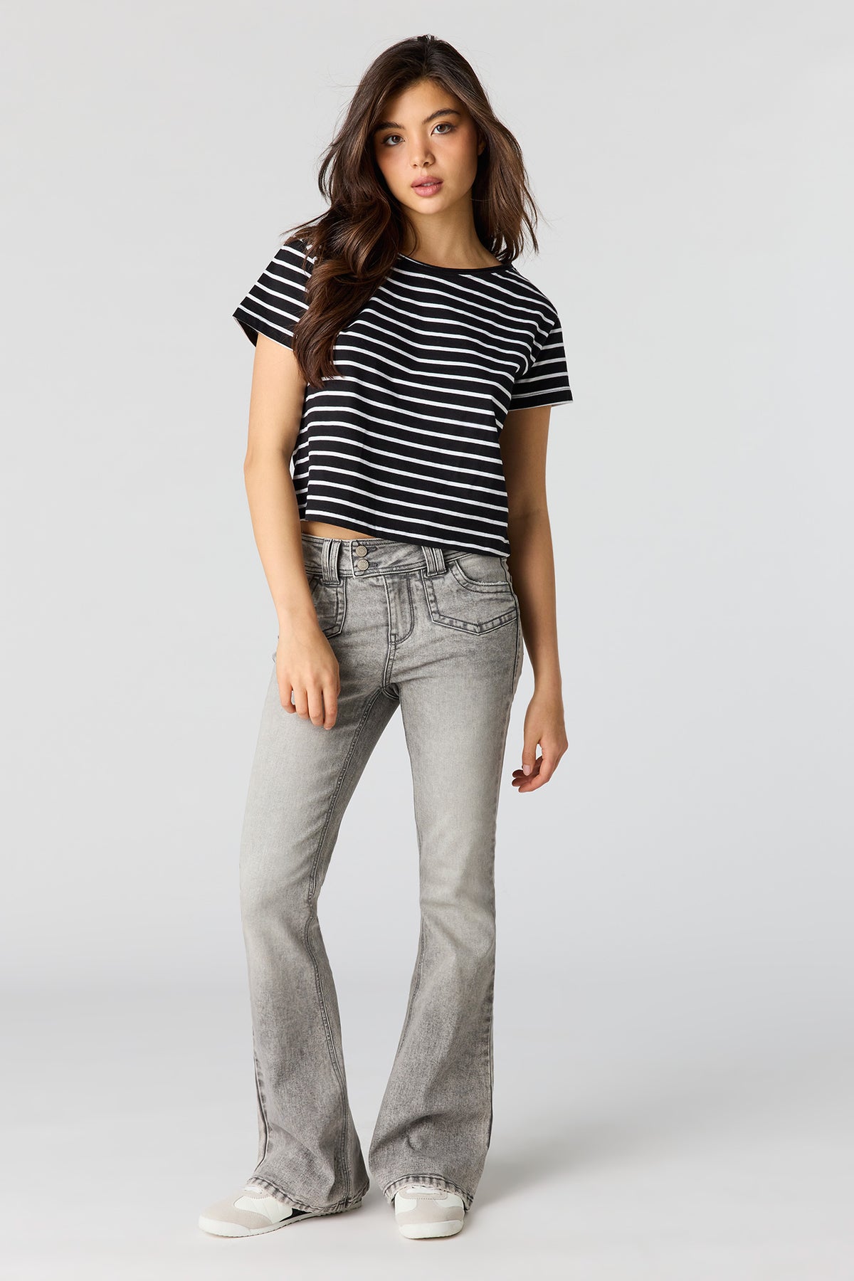Alt View 3. Luxe Heavy Cotton Boxy T-Shirt - Black with White