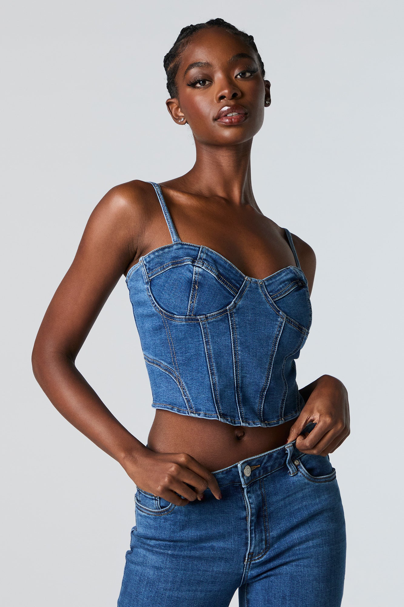 Débardeur corset en denim