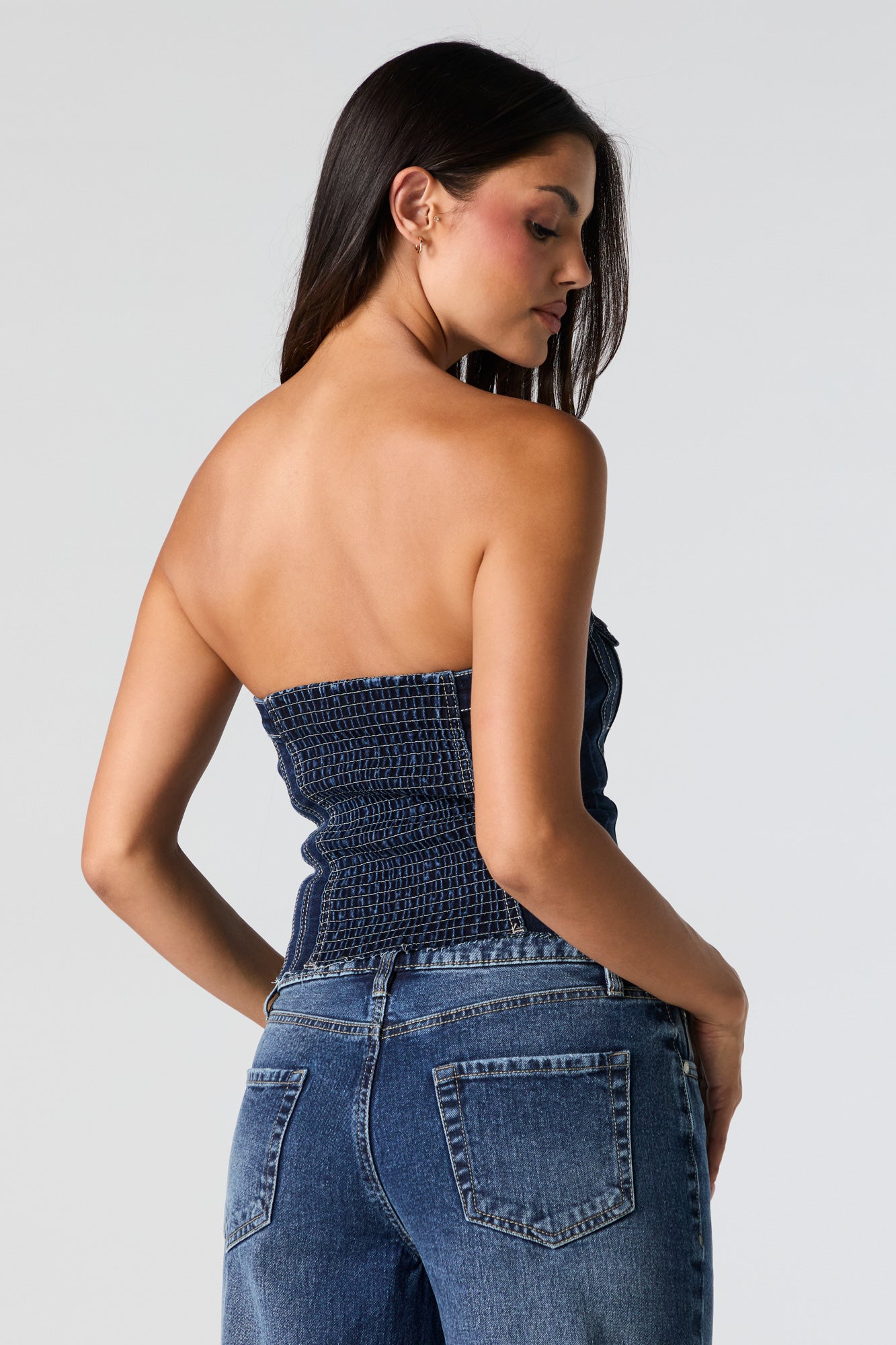 Haut tubulaire boutonné en denim