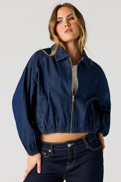 Zip-Up Denim Bomber Jacket – Urban Planet