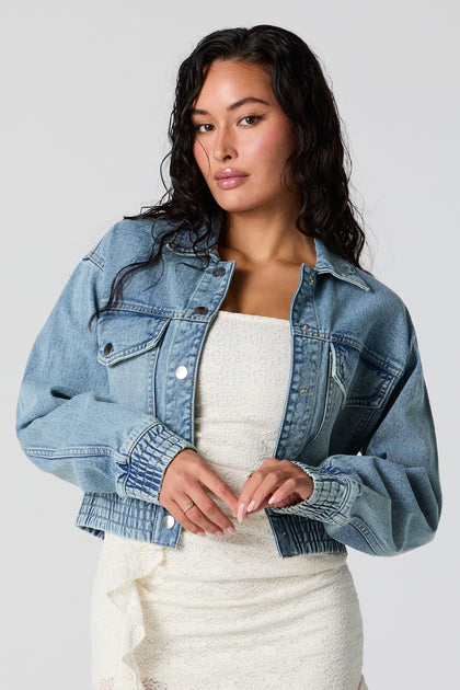 Cinched Hem Denim Jacket