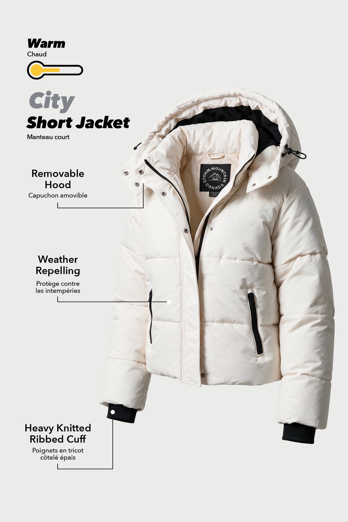 Alt View 5. City Short Puffer Jacket - Black