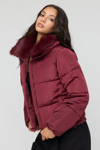 Blouson bouffant avec col en similifourrure