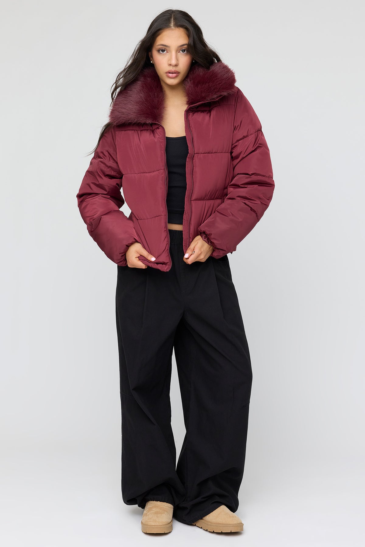 Vue alternative 3. Blouson bouffant avec col en similifourrure