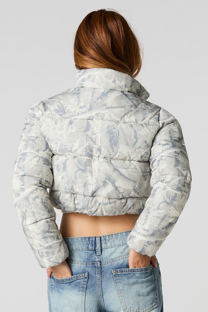 Camo Printed Cropped Puffer Jacket – Urban Planet - Main Image