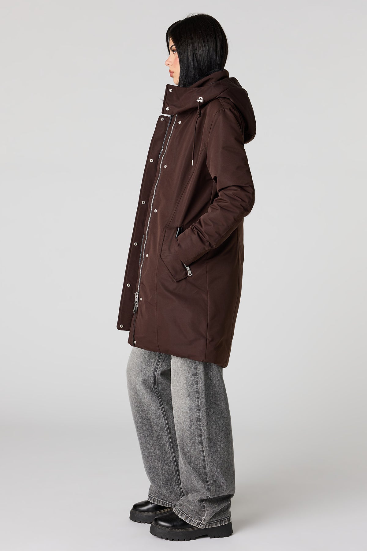 Alt View 2. Faux Fur Trim Parka - Brown