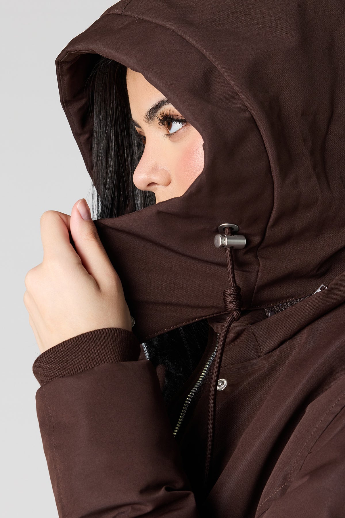 Alt View 4. Faux Fur Trim Parka - Brown