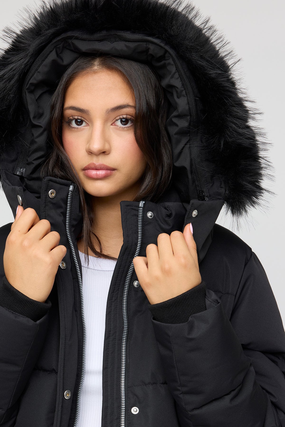 Vue alternative 4. Blouson bouffant maxi à imprimé City avec liséré de similifourrure
