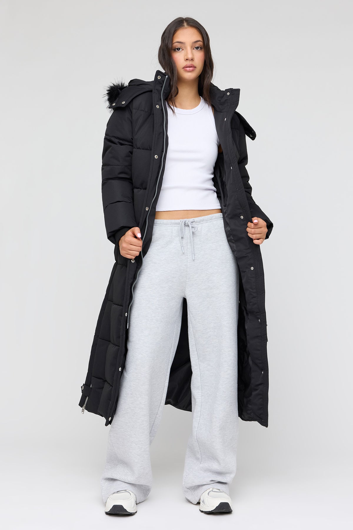 Blouson bouffant maxi à imprimé City avec liséré de similifourrure