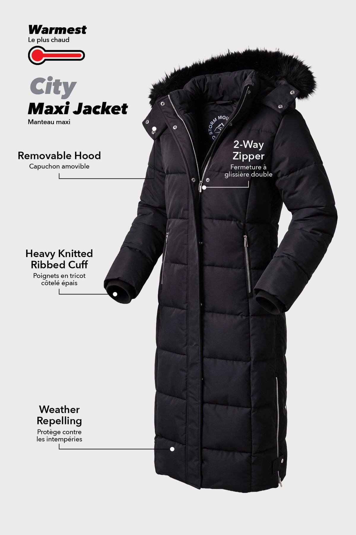 Vue alternative 6. Blouson bouffant maxi à imprimé City avec liséré de similifourrure