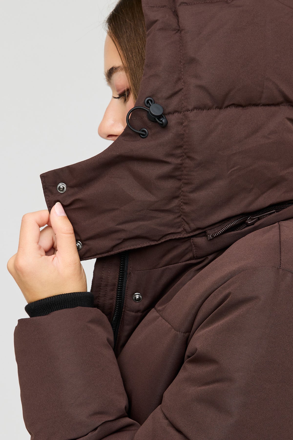 Alt View 4. City Midi Puffer Jacket - Brown