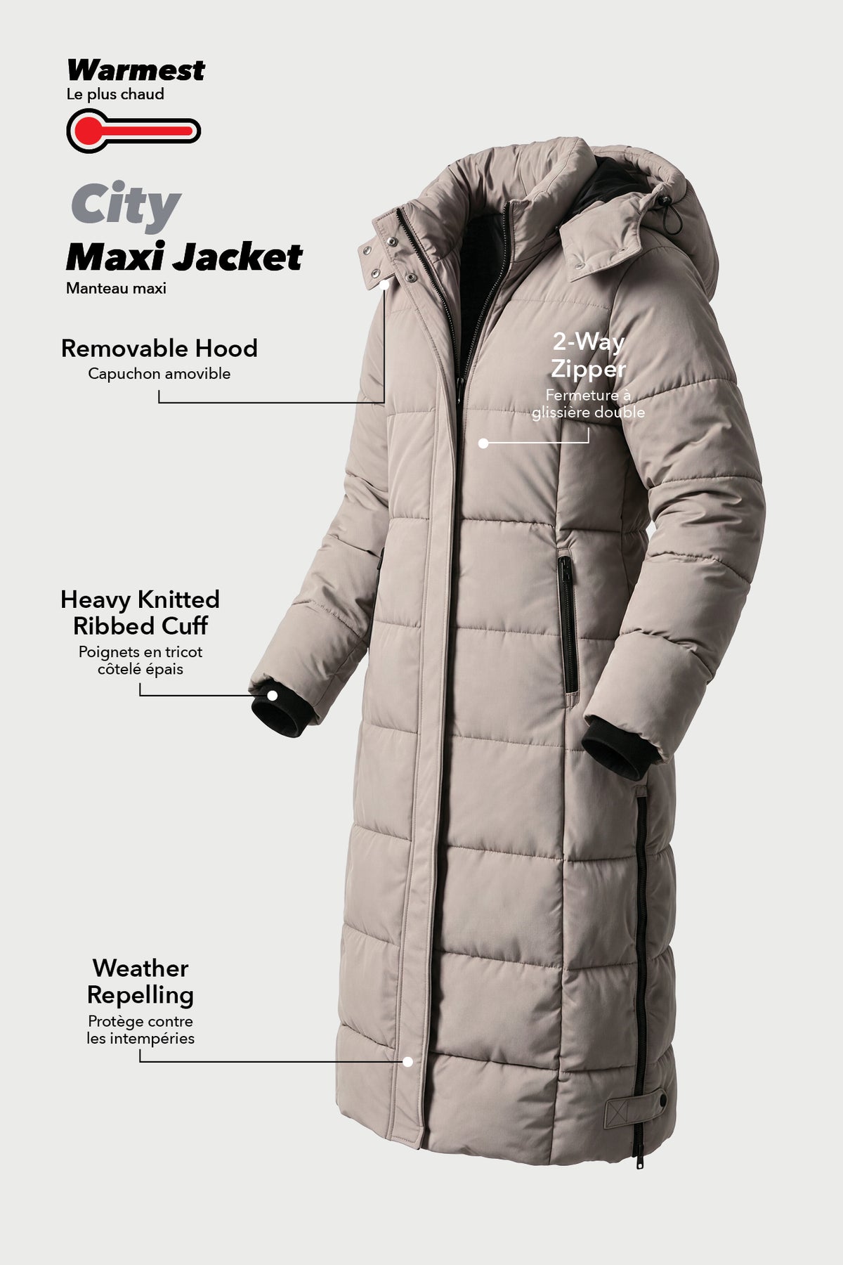 Alt View 5. City Maxi Puffer Jacket - Taupe