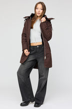 Parka midi doublé de similifourrure