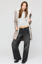 Parka midi doublé de similifourrure