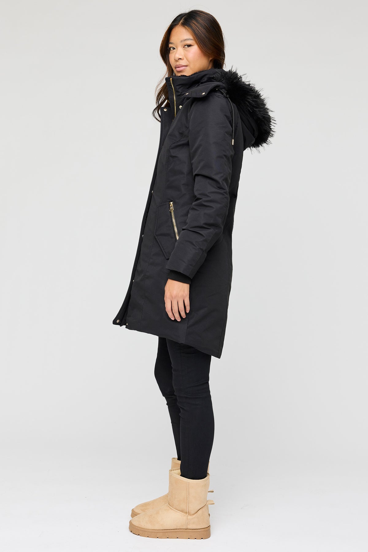 Vue alternative 2. Parka midi doublée de similifourrure