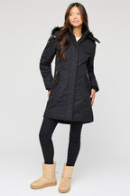 Parka midi doublée de similifourrure