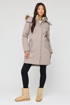 Parka midi doublée de similifourrure