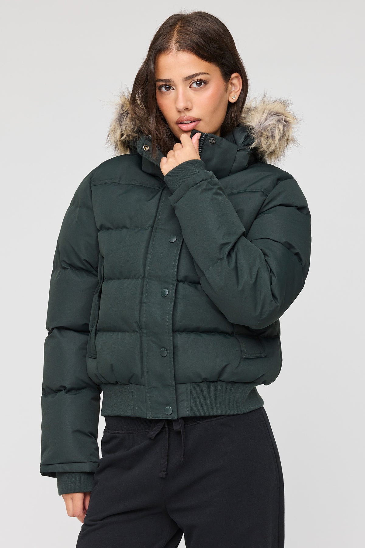 Blouson bouffant avec liséré de similifourrure