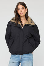 Faux Fur Trim Bomber Jacket