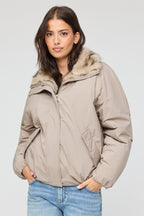 Blouson aviateur avec liséré de similifourrure